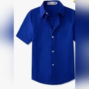Blue Kids Short Sleeve Button down Shirt